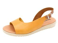 Casual Damen Sandalen Leder Keilabsatz Sommerschuhe Echtleder Sandaletten Decksohle Gel gepolstert Gelb Größe 38 EU von Casual