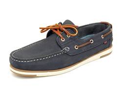 Casual Herren Bootsschuhe Nubuk Leder Segelschuhe Rahmengenäht Echtleder Schnürsenkel Mokassin Deckschuhe Blau Größe 40 EU von Casual