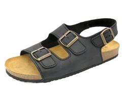 Casual Herren Pantoletten Leder Sandalen Fersen Riemchen Echtleder Fußbett Korksohle Komfort Hausschuhe Büro Office Schuhe Schwarz Größe 43 EU von Casual