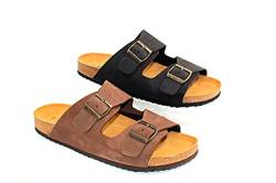 Casual Nubuk Leder Sandalen Herren Echtleder Pantoletten Hausschuh mit Korksohle Made in Spain (Braun, numeric_40) von Casual