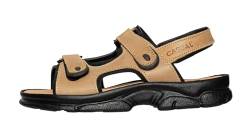 Wandersandalen Herren Echt Leder Trekkingsandalen Bequeme Outdoor Freizeitschuhe mit Klettverschluss und gepolstertem Gel Fußbett (Beige, EU Schuhgrößensystem, Erwachsene, Herren, Numerisch, M, 46) von Casual