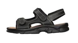 Wandersandalen Herren Echt Leder Trekkingsandalen Bequeme Outdoor Freizeitschuhe mit Klettverschluss und gepolstertem Gel Fußbett (Schwarz, EU Schuhgrößensystem, Erwachsene, Herren, Numerisch, M, 44) von Casual