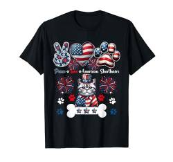 Peace Love American Shorthairs 4. Juli Besitzer Patriotisch T-Shirt von Cat 4th Of July Costume