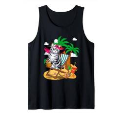 American Shorthair On Beach Kostüm Sommer Urlaub Liebhaber Tank Top von Cat Vacations Costume