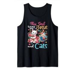 Girl Runs On Jesus And Cats Cute Flowers Christian Cross Tank Top von Cat Vacations Costume