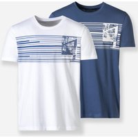 Witt Weiden Herren Doppelpack Shirts weiß + jeansblau von Catamaran
