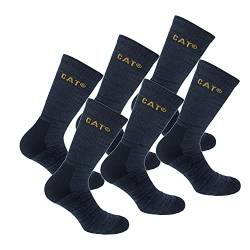 Caterpillar Boot Socks 6 Paar Stretch-Baumwollsocken, verstärkte Zehen und Fersen, geeignet für Stiefel (Blau, 43-46) von Caterpillar