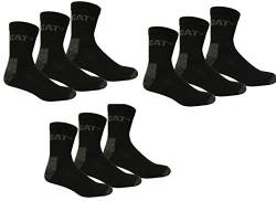 Caterpillar CAT 3|6|9|12|24 Paar kurze Arbeitssocken, Schwarz, 41-45 oder 46-50 (Übergröße), Quarter WORK Socks, Socken, Strümpfe, Sneakersocken (41-45, 9 Paar) von Caterpillar