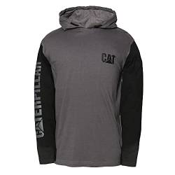 Caterpillar Herren Langärmliges Kapuze T-Shirt, Dark Shadow-Schwarz, L von Caterpillar