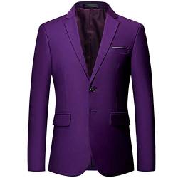 Herren Blazer mit Einkerbung und zwei Knöpfen, einfarbig, mit Taschen - Violett - 46 DE /XS Regular von Catheive