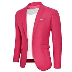 Herren Casual Blazer Jacke Ein-Knopf Slim Fit Sport Mäntel Stilvolle Anzugjacke, hot pink, 52 von Catheive