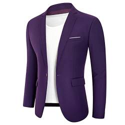 Herren Casual Blazer Jacke Ein-Knopf Slim Fit Sport Mäntel Stilvolle Anzugjacke, violett, 50 von Catheive