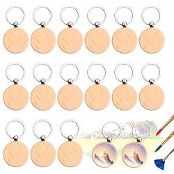 Catime 15 Pcs Schlüsselanhänger Holz, Blanko DIY Schlüsselring Holz mit Ring, Personalisiert Naturholz Schlüsselbund Holzanhänger Holzschlüsselanhänger für Schlüssel Damen Männer Geschenk von Catime