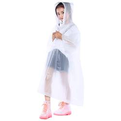 Kinder Regenponcho Wasserdicht, Wiederverwendbar EVA Kinder Regenmantel mit Kapuze Knöpfen für Mädchen Jungen, Leichte Klar Regenjacke Kleinkind Regencape für Schule Wandern Radfahren Camping (Weiß) von Catime