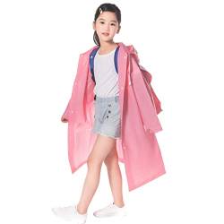 Kinder Wasserdicht Regenponcho, EVA Regenmäntel mit Kapuze für Mädchen Jungen, Kleinkind Regenanzug Regenjacke, Kinder Regencape Regenschutz für Outdoor Radfahren Wandern Camping (Rosa) von Catime