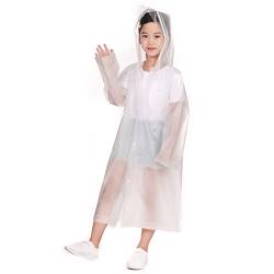 Kinder Wasserdicht Regenponcho, EVA Regenmäntel mit Kapuze für Mädchen Jungen, Kleinkind Regenanzug Regenjacke, Kinder Regencape Regenschutz für Outdoor Radfahren Wandern Camping (Weiß) von Catime