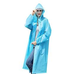 Regenponcho für Erwachsene, Großer Wasserdichter Regenmantel, Wiederverwendbare Regenponcho Jacke, Blau Regencape mit Kapuze und Knopf, Eva Ponchos für Damen Herren Wandern Radfahren Camping von Catime