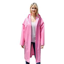 Regenponcho für Erwachsene, Großer Wasserdichter Regenmantel, Wiederverwendbare Regenponcho Jacke, Rosa Regencape mit Kapuze und Knopf, Eva Ponchos für Damen Herren Wandern Radfahren Camping von Catime