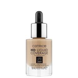 Catrice Mini HD Liquid Coverage Foundation, Make Up, Nr. 040 Warm Beige, nude, für Mischhaut, für unreine Haut, langanhaltend, mattierend, matt, vegan, ölfrei, wasserfest (10ml) von Catrice