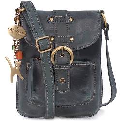 Catwalk Collection Handbags - Damen Antikleder Umhängetasche - Crossbody Bag/Lederhandtasche Klein - Verstellbarer Schultergurt - JOLENE - Grün von Catwalk Collection Handbags