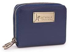 Catwalk Collection Handbags - Damen Leder Geldbörse - Portemonnaie Mittelgroß - Münzbörsen mit 13 Kartenfächer - RFID Blocker - ISLA - Blau von Catwalk Collection Handbags