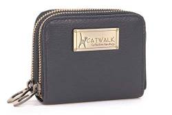 Catwalk Collection Handbags - Damen Leder Geldbörse - Portemonnaie Mittelgroß - Münzbörsen mit 13 Kartenfächer - RFID Blocker - ISLA - Schwarz von Catwalk Collection Handbags
