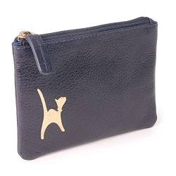 Catwalk Collection Handbags - Damen Leder Münzbörse - Portemonnaie Klein/Mini Geldbörse - RFID Blocker - Geschenkbox - Mimi - Blau Gold von Catwalk Collection Handbags