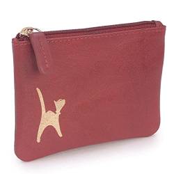 Catwalk Collection Handbags - Damen Leder Münzbörse - Portemonnaie Klein/Mini Geldbörse - RFID Blocker - Geschenkbox - Mimi - Rot Gold von Catwalk Collection Handbags