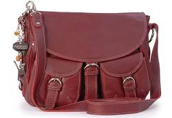 Catwalk Collection Handbags - Damen Leder Umhängetasche - Crossbody Bag/Handtasche Groß - Für Notizbuch A5 - Verstellbarer Gurt - COURIER - Rot von Catwalk Collection Handbags