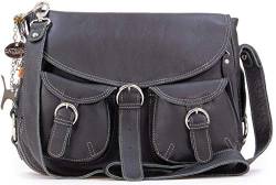 Catwalk Collection Handbags - Damen Leder Umhängetasche - Crossbody Bag/Handtasche Groß - Für Notizbuch A5 - Verstellbarer Gurt - COURIER - Schwarz von Catwalk Collection Handbags