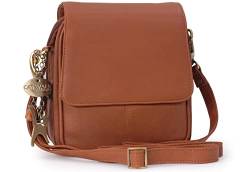 Catwalk Collection Handbags - Damen Leder Umhängetasche - Crossbody Bag/Handtasche Klein - Verstellbarer Abnehmbarer Gurt - TEAGAN - Hellbraun von Catwalk Collection Handbags