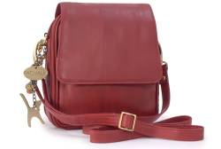 Catwalk Collection Handbags - Damen Leder Umhängetasche - Crossbody Bag/Handtasche Klein - Verstellbarer Abnehmbarer Gurt - TEAGAN - Rot von Catwalk Collection Handbags