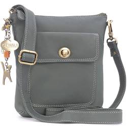 Catwalk Collection Handbags - Damen Leder Umhängetasche - Crossbody Bag/Handtasche Klein - Verstellbarer Abnehmbarer Schultergurt - LAURA - Grün von Catwalk Collection Handbags