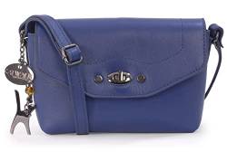 Catwalk Collection Handbags - Damen Leder Umhängetasche - Crossbody Bag/Handtasche Klein - Verstellbarer Schultergurt - FLORENCE - Blau von Catwalk Collection Handbags
