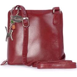 Catwalk Collection Handbags - Damen Leder Umhängetasche - Crossbody Bag/Handtasche Mittelgroß - Verstellbarer Schultergurt - ELEANOR - Rot von Catwalk Collection Handbags