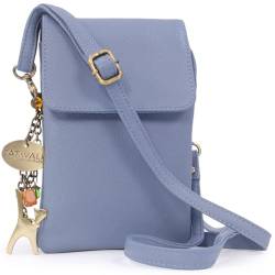 Catwalk Collection Handbags - Damen Leder Umhängetasche - Crossbody Bag Handytasche Klein - Verstellbarer Abnehmbarer Gurt - BILLIE - Blau von Catwalk Collection Handbags