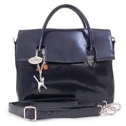 Catwalk Collection Handbags - Damen Leder Umhängetasche - Crossbody Bag Mittelgroß - Arbeitstasche mit Verstellbarer Schultergurt - ELLA - Marine Blau von Catwalk Collection Handbags