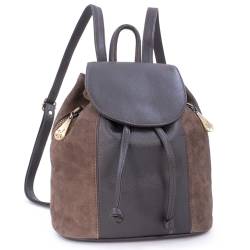 Catwalk Collection Handbags - Damen Rucksackhandtasche Klein - Rucksack Elegant - Leder und Wildleder - Mit Verstellbare Gurte - PIXIE - Braun von Catwalk Collection Handbags