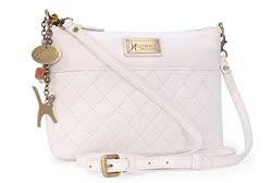 Catwalk Collection Handbags - Damen Umhängetasche Klein - Crossbody Bag - Gesteppte Leder - Clutch mit Abnehmbarer Schultergurt - JOSIE - Weiß von Catwalk Collection Handbags