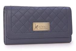 Catwalk Collection Handbags - Geldbörse Damen Leder - Portemonnaie Mittelgroß - 14 Kartenfächer und Münzfach - RFID Blocker - Gemma - Blau X von Catwalk Collection Handbags