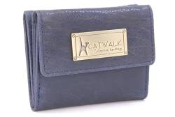 Catwalk Collection Handbags - Leder Geldbörse Damen - Portemonnaie Klein - 6 Kartenfächer und Münzfach - RFID Schutz - Geschenkbox - EVE - Blau von Catwalk Collection Handbags