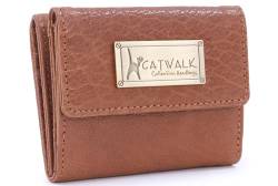 Catwalk Collection Handbags - Leder Geldbörse Damen - Portemonnaie Klein - 6 Kartenfächer und Münzfach - RFID Schutz - Geschenkbox - EVE - Hellbraun von Catwalk Collection Handbags