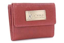 Catwalk Collection Handbags - Leder Geldbörse Damen - Portemonnaie Klein - 6 Kartenfächer und Münzfach - RFID Schutz - Geschenkbox - EVE - Rot von Catwalk Collection Handbags