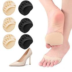 6 Paar Füßlinge Zehensocken damen Toe Socks Invisible Baumwolle Zehenkappe Vorfußpolster Schwarz Beige High Heel Kissen Schuheinlagen 36-39 39-42 von Caudblor