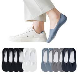 Caudblor 6 Paar Sneakers Socken Sportsocken Damen Herren Füßlinge No Show Baumwolle Unsichtbare Socken mit Rutschfest Silikon Schwarz Nude Grau 36-39 40-43 von Caudblor