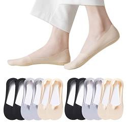 Caudblor 6 Paar Sneakers Socken Sportsocken Damen Herren Füßlinge No Show Baumwolle Unsichtbare Socken mit Rutschfest Silikon Schwarz Nude Grau 36-39 40-43 von Caudblor