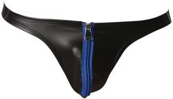 Cave Hero Latex ähnlicher String mit Reissverschluss vorn - Wetlook String mit Zipper - blau S von Cave Hero