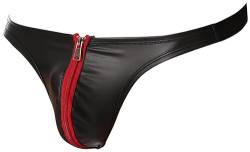 Cave Hero Latex ähnlicher String mit Reissverschluss vorn - Wetlook String mit Zipper - rot XXL von Cave Hero