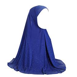 Einteiliger Kopftuch, Schal mit Strasssteinen, muslimischer Hijab-Spitzenapplikation, Z Royalblue, Einheitsgröße von Caviotess