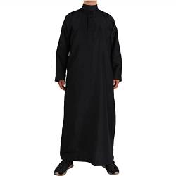 Caxndycing Arabische Kleidung Herren Muslimische Kaftan Herren Baumwolle Leinen Sommer Cool Jilbab Herren Muslim Robe Gebetskleidung für Männer Islamische Kleidung Thobe Marokkanische von Caxndycing